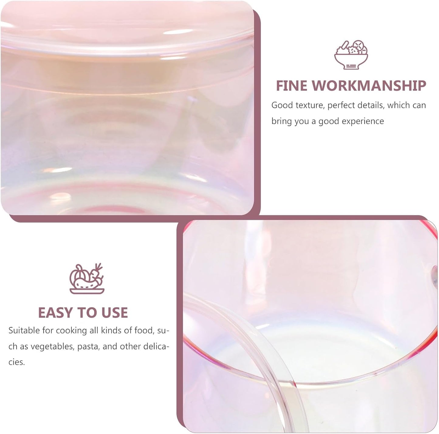 Glass Saucepan Ramen Pot Cooking Utensils Food Clear Simmering Pots for Stove Top Pink