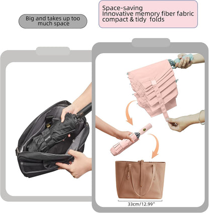 Windproof Inverted Umbrella for Travel, Comapct &Light, Easy Folding&Anti-rebound Rods, Automatic Reverse Umbrellas for Rain, Commute, Daily Use
