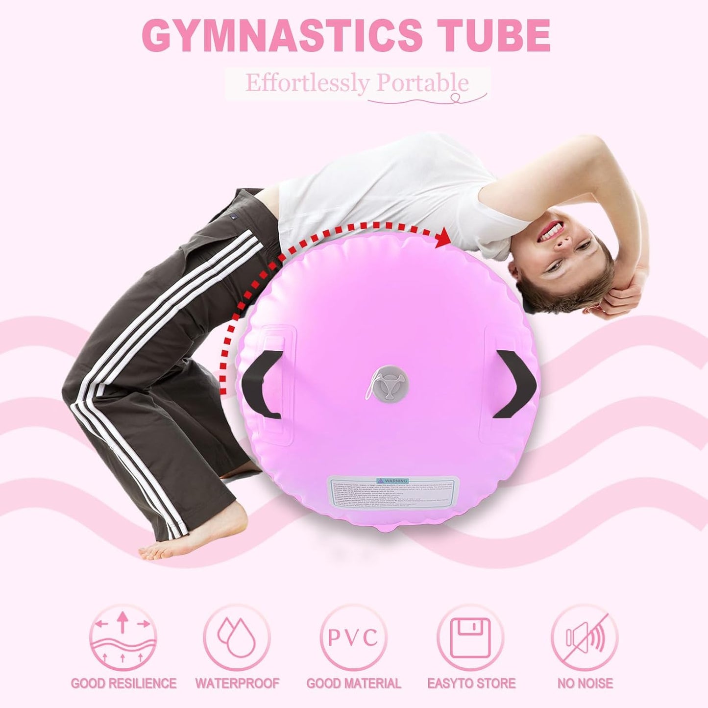 Gymnastics Air Barrel Inflatable Tumbling Roller for Cheerleading and Gymnastics Home Training Perfect for Back Handspring Practice Tumbling Drills Air Roller for Kids and Adults Includes Repair Kit