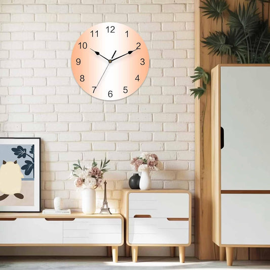 Wall Clock Ombre Coral Pink White 10" Round Silent Non-Ticking PVC Clocks Gradient Color Battery Operated Round Clock for Living Room Bedroom Office Kitchen Wall Decor