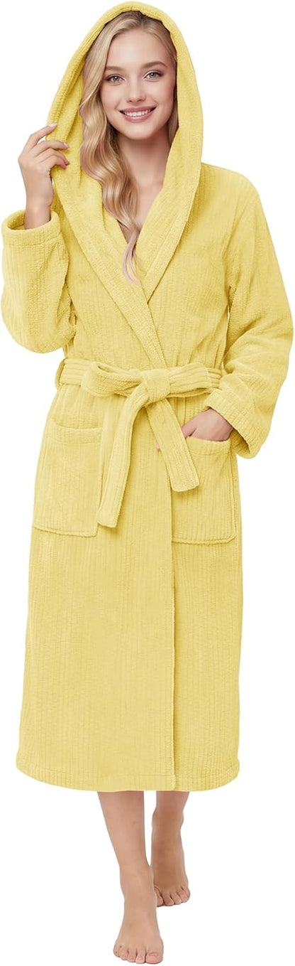 PJGGZ Hooded Bathrobes for Women, Soft Long Towel Robes for Women - Quick Dry yet Warm