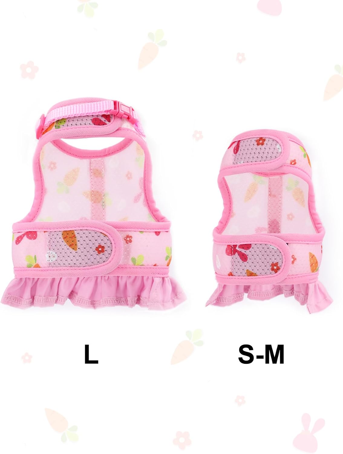 Hotlion Rabbit Harness and Leash Set, Cute Breathable Bunny Leash and Harness Set Soft Mesh Vest Harness for Rabbits Hamster Clothes Kitten Ferret Guinea Pig Puppy Small Pets Walking Gear, Pink S