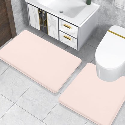 Smiry Memory Foam Toilet Rugs U-Shaped 24x20, Extra Soft Absorbent Non-Slip Contour Bathroom Rugs, Machine Washable Bath Mats for Toilet, Pink