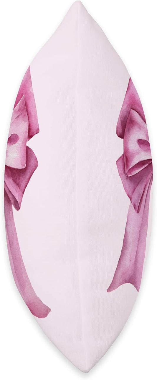Coquette Aesthetic Girly Light Pink Bow Throw Pillow