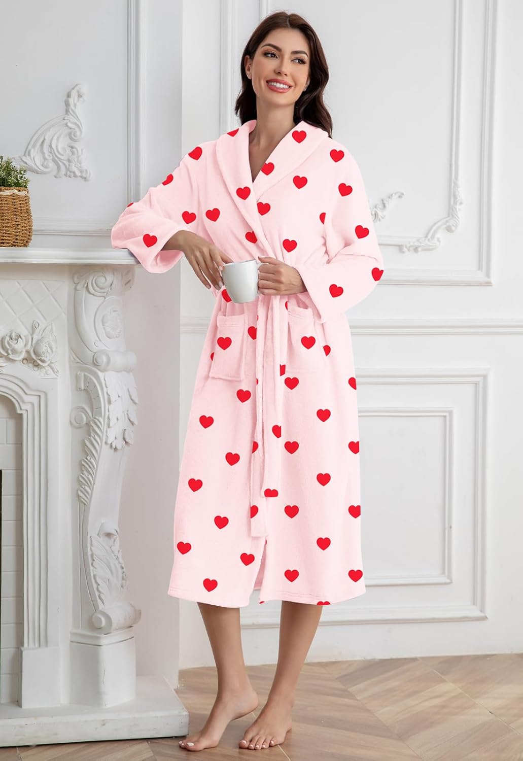 Umeyda Girls Robe, Shawl Collar Fuzzy Fleece Bathrobes with Belt and Pockets for Kids Boys, 2-15 Years