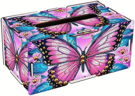 LSQFS DIY Diamond Art Tissue Box, Wooden Rhinestone Craft Kit, Sparkling Handmade Tissue Holder for Home Office Vanity Decor, Diamond Art Kits for Adults, Ideal Gift for Craft Lovers