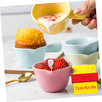 LIFKOME Ceramic Milk Pan Handle Pink Sauce Pot Ceramic Cookware 70ml Single Handle
