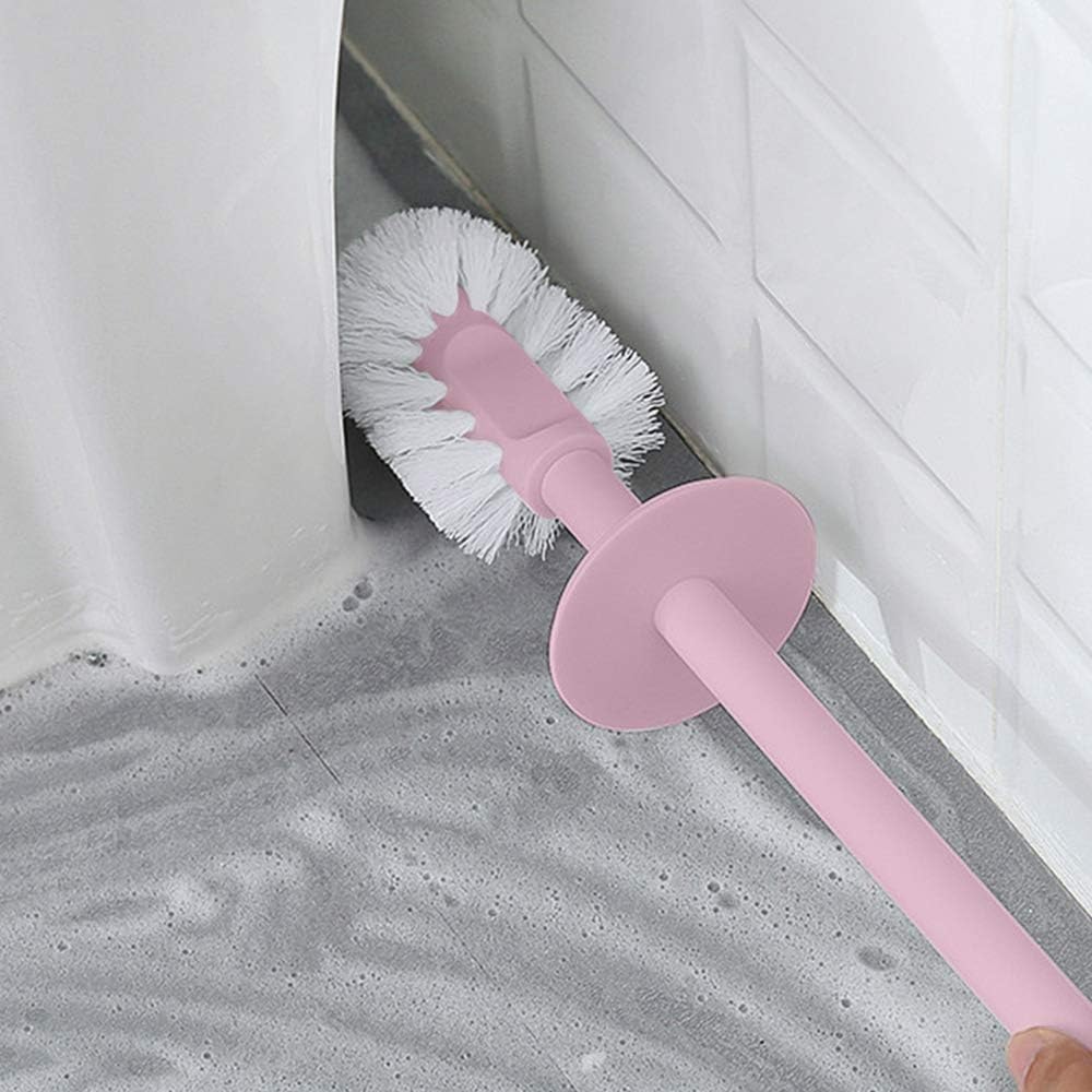 BOLLAER Toilet Brush and Holder, Modern Design Bathroom Brush Long Handle Toilet Bowl Brush for Bathroom Toilet, Toilet Brush and Holder Set (Pink)
