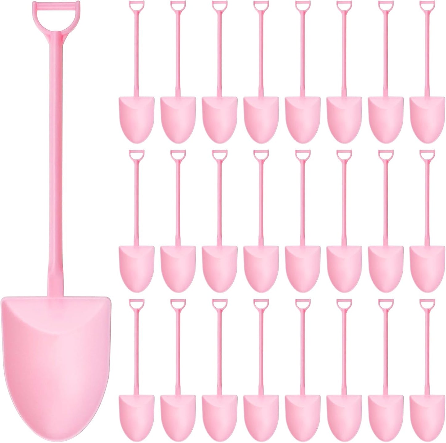 100PCS Mini Shovel Spoons for Desserts, Shovels Pudding Yogurt Spoons for Family or Party Cute Disposable Plastic Dessert (Pink)