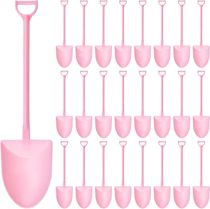 100PCS Mini Shovel Spoons for Desserts, Shovels Pudding Yogurt Spoons for Family or Party Cute Disposable Plastic Dessert (Pink)