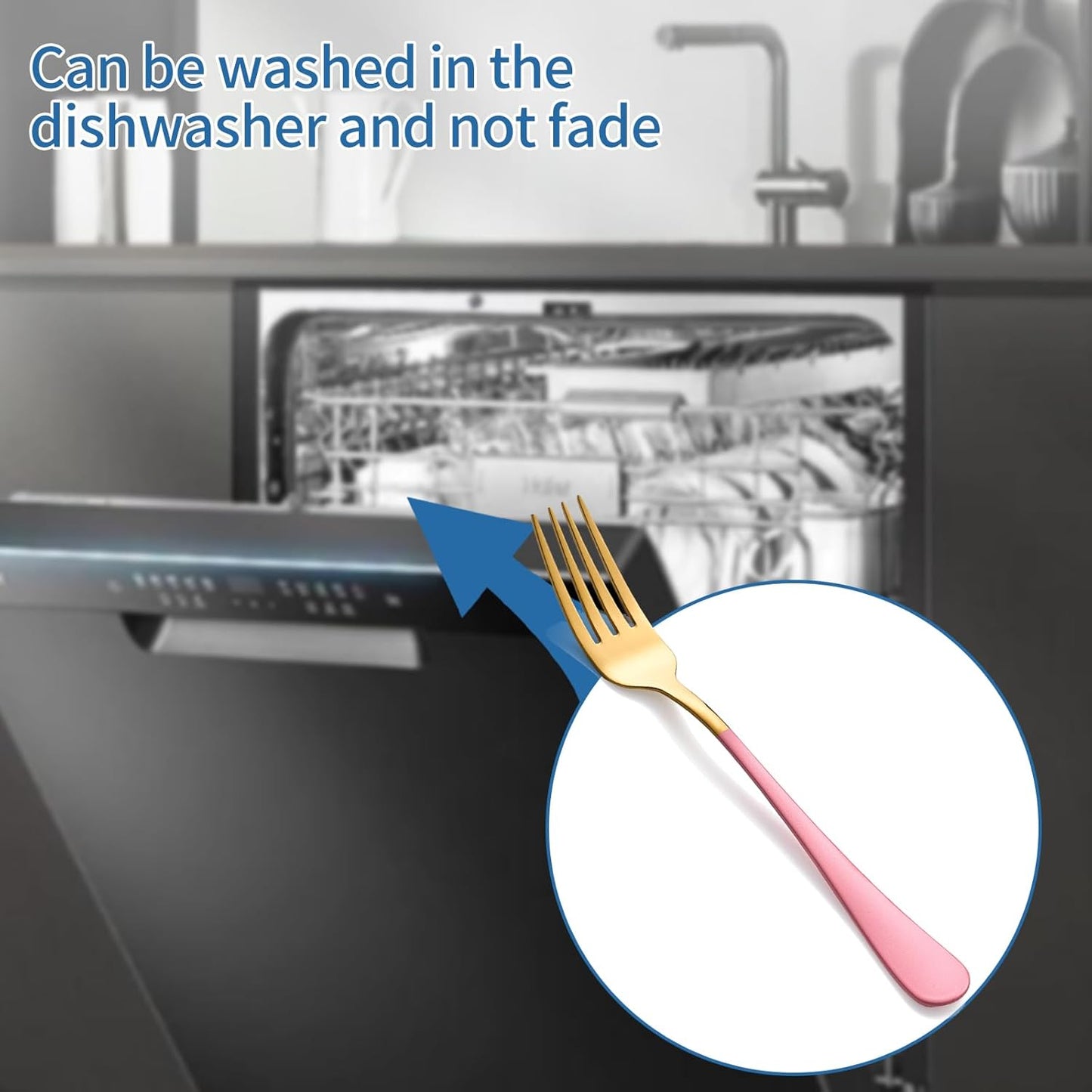 Dinner Forks,24 Pieces Pink and Gold 18/0 Stainless Steel Silverware Forks,Table Forks,Flatware Forks,8 Inches,Mirror Polish & Dishwasher Safe,Use for Home,Kitchen or Restaurant