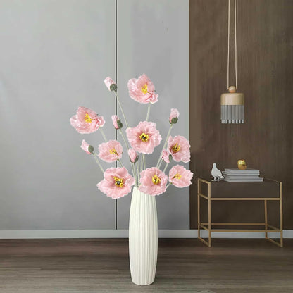 Poppy Flowers Artificial,6PCS Pink Silk Poppies 35.43in Fake Long Stem Flowers for Tall Vase Wedding Party Home Decor(Light Pink)