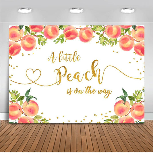 Mocsicka Sweet Peach Backdrop for Girl Baby Shower A Little Peach is On The Way Baby Shower Party Background Sweet Girl Princess Baby Shower Photography Background Cake Table Decoration (5x3ft)