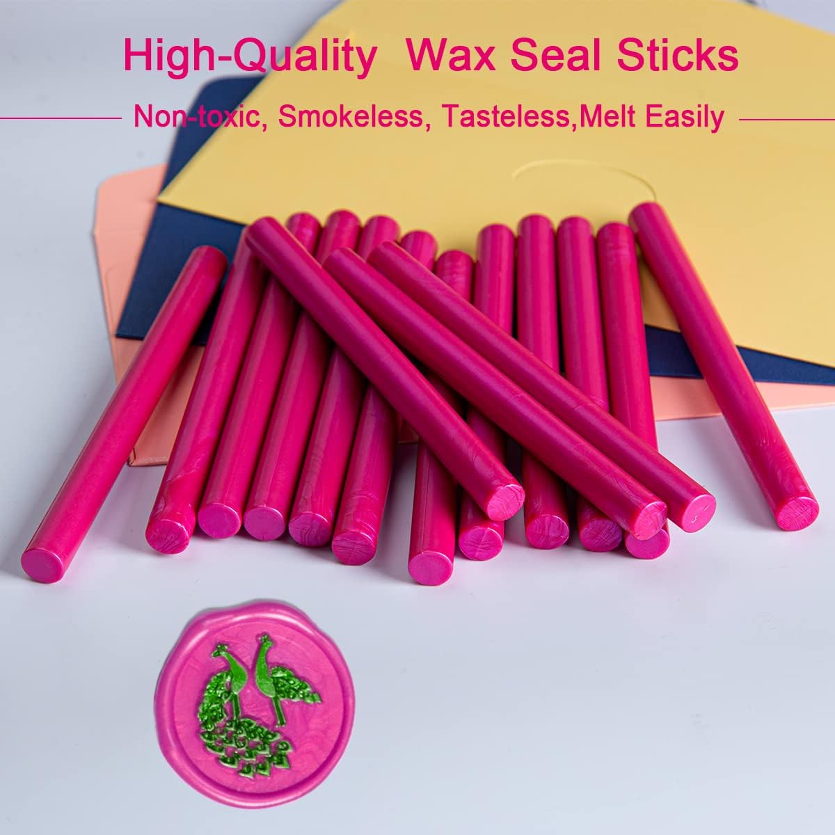Wax Seal Stick, 15 Pieces Glue Gun Wax Seal Sticks for Sealing Wax, Wedding Invitations, Cards, Envelopes, Rose Pink