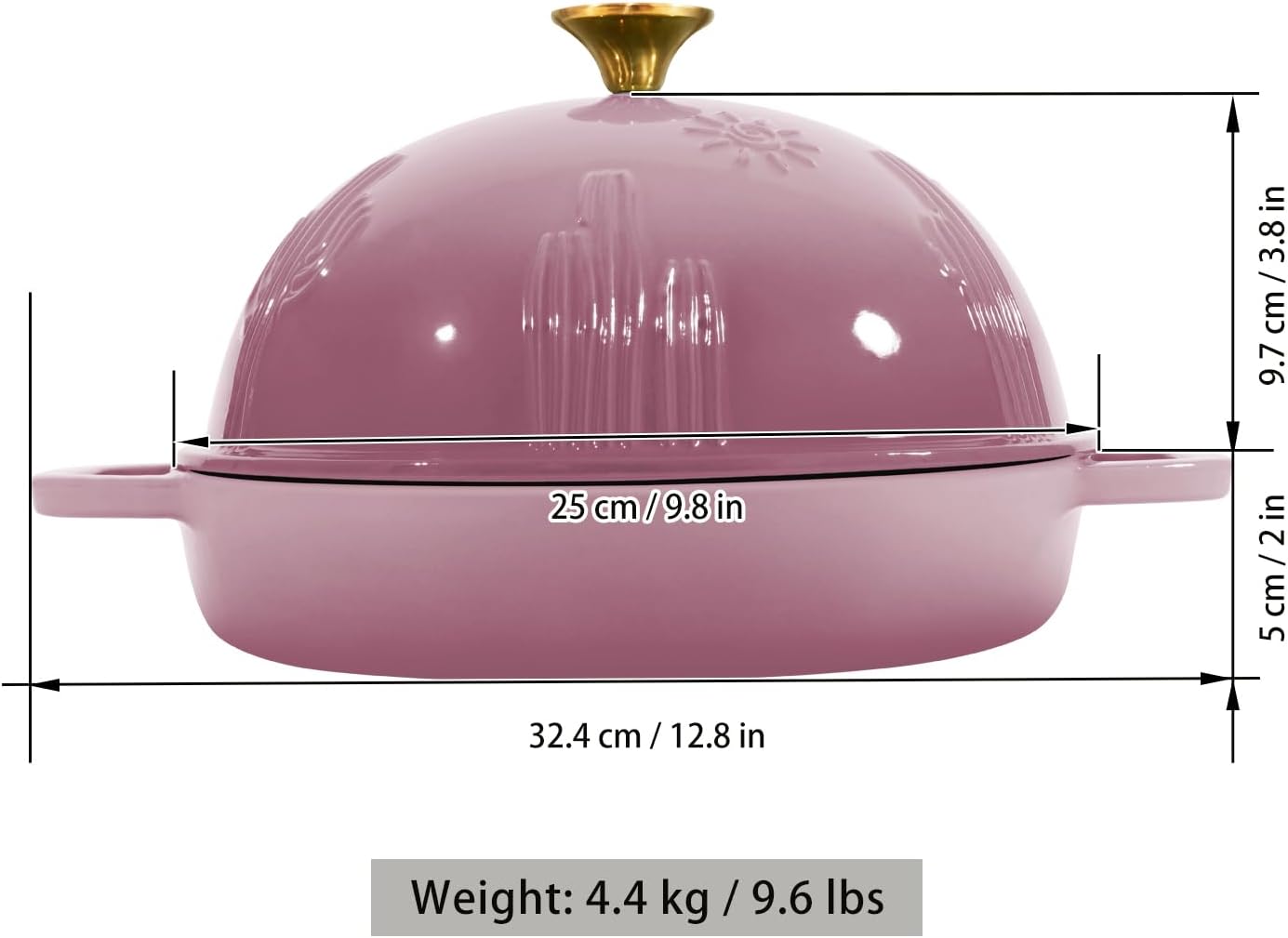 Flavehc Bread Oven Cast Iron Bread Dutch Oven with Cloche Lid for Bread Baking BerryPink Enameled Cast Iron Bread Oven with Dome Lid for Sourdough 5 qt
