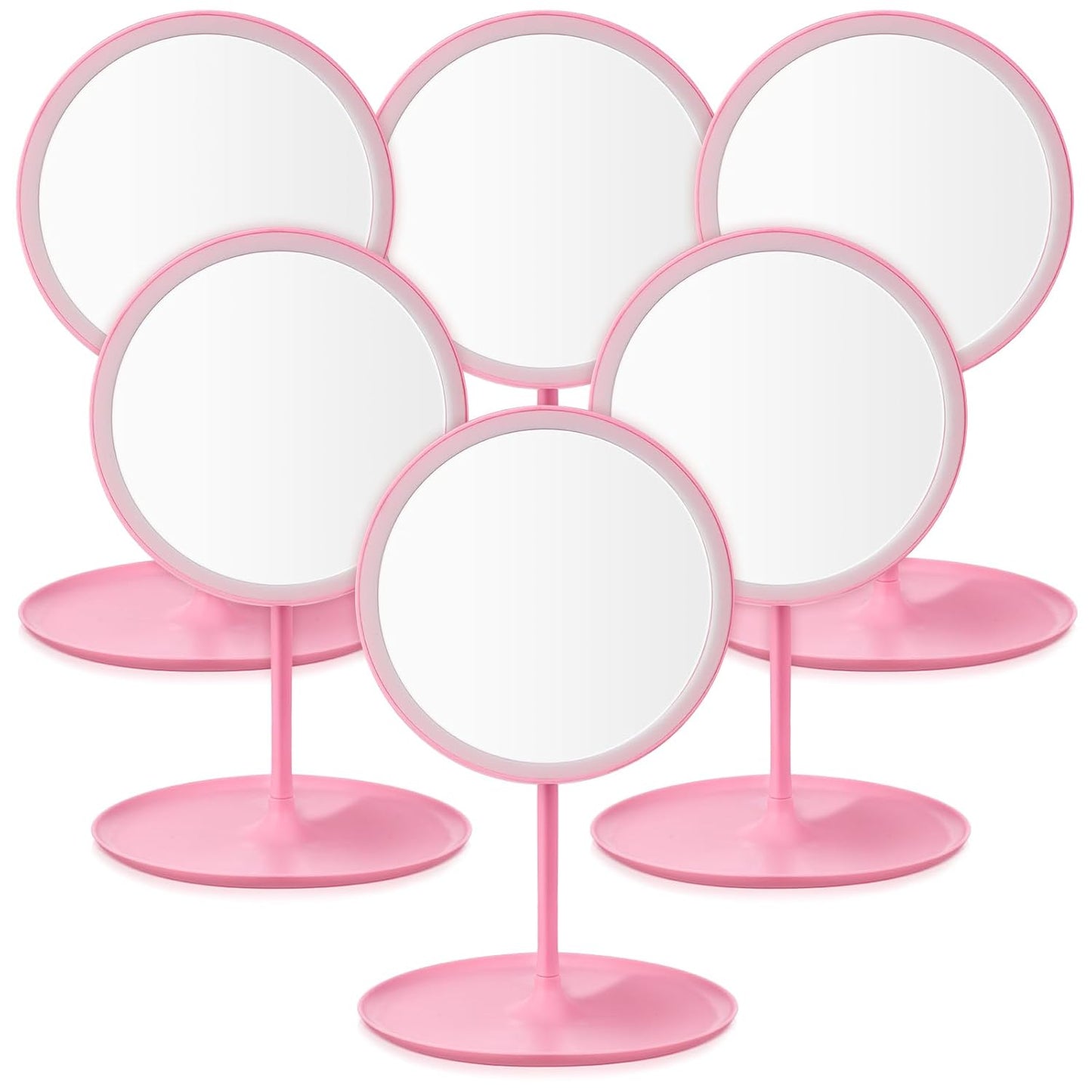 DoubleFill 6 Pcs Spa Party Mirrors Gifts Sleepover Party Favors Make up Table Mirror for Women Girls End of Year Teacher Accessory Sleepover Supplies Bridesmaid Gifts Slumber Birthday Favors(Pink)