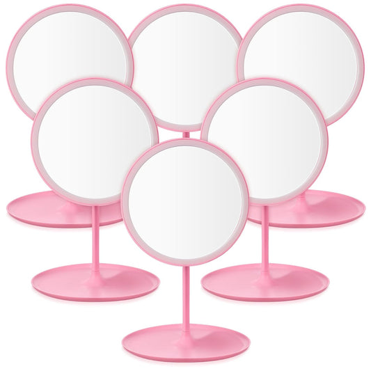 DoubleFill 6 Pcs Spa Party Mirrors Gifts Sleepover Party Favors Make up Table Mirror for Women Girls End of Year Teacher Accessory Sleepover Supplies Bridesmaid Gifts Slumber Birthday Favors(Pink)