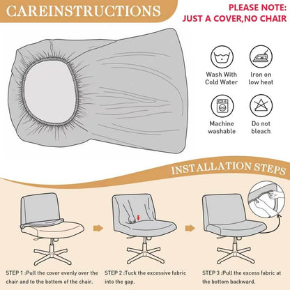 NICEEC Criss Cross Chair Cover Armless Office Dorm Desk Chair Covers Vanity Chair Covers Computer Mid Back Wide Seat Chair Without Arms Protector Spandex Stretch Slipcover Pink(No Chair Only Cover)