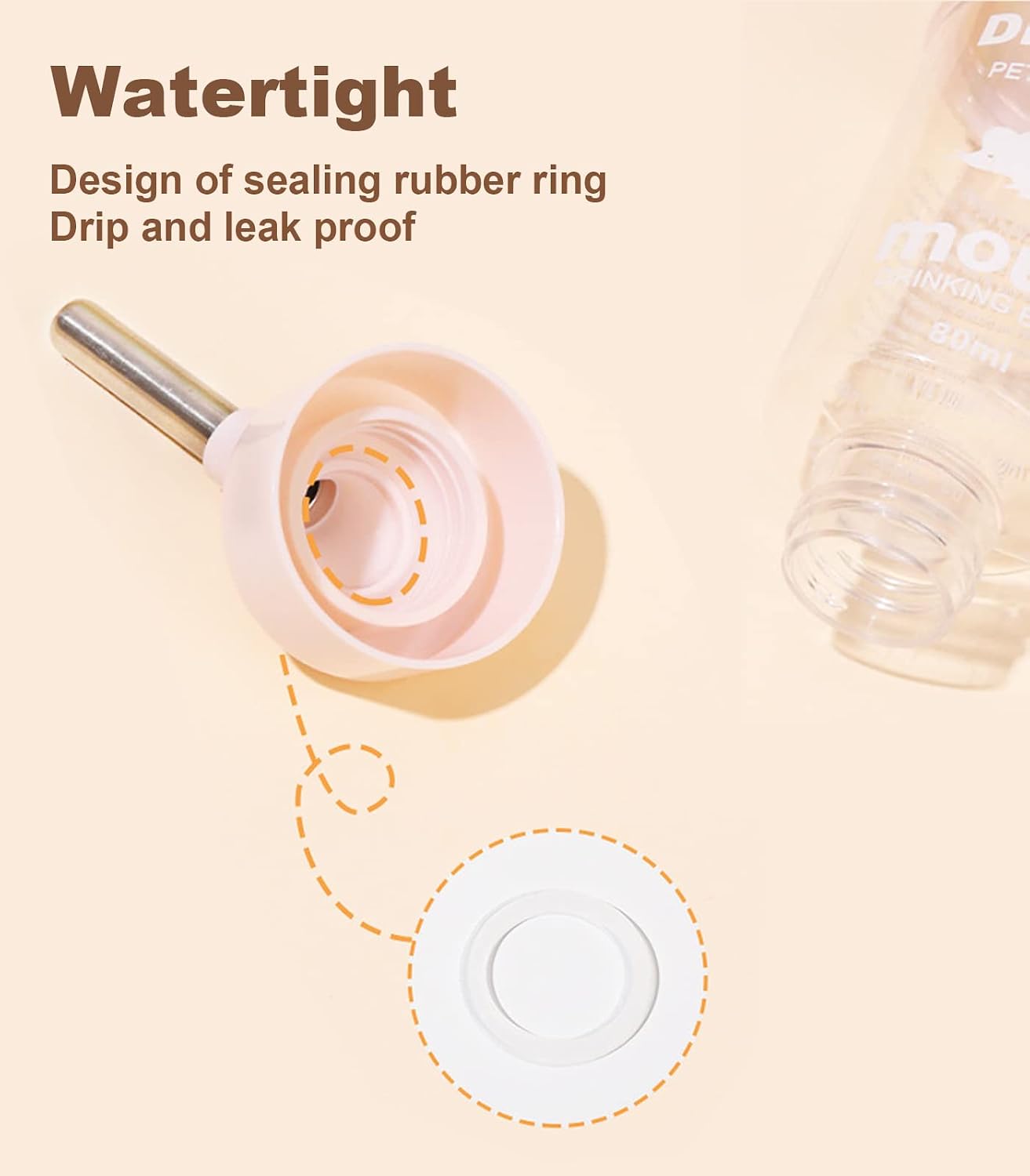 Hamster Water Bottle with Stand, Small Animal Water Dispenser, with Hideout Space, Leak-Proof, for Dwarf Hamsters
