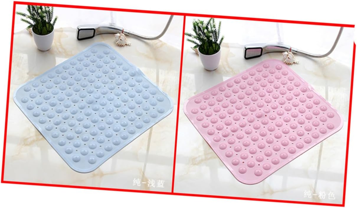 Non-Slip Bath Rug Mat Dots Suction Cups 48x48cm Bath Mat for Shower Pink