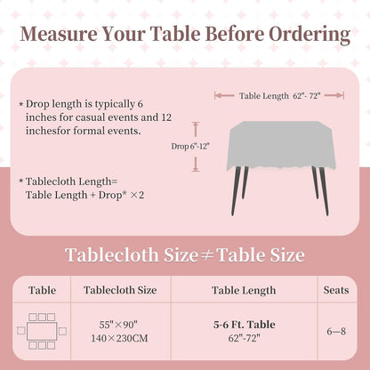 Laolitou Rustic Tablecloth Cotton Linen Waterproof Spring Tablecloths Burlap Table Cloths for Kitchen Dining,Party,Holiday,Christmas, Light Pink Rectangle 55''x90'',6-8 Seats