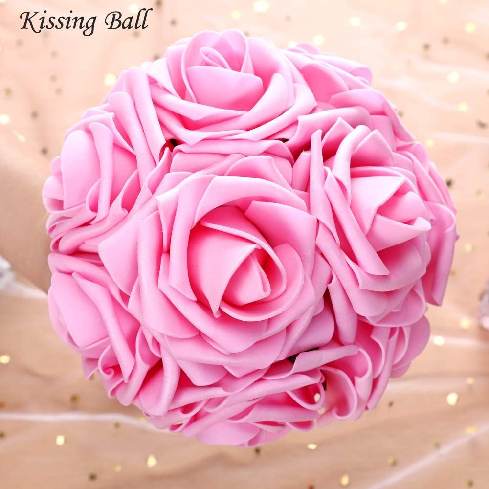 Higfra Artificial Flowers 25pcs Real Looking Fake Roses with Stems for DIY Wedding Bouquets Baby Shower Centerpieces Floral Arrangements Party Tables Home Decorations