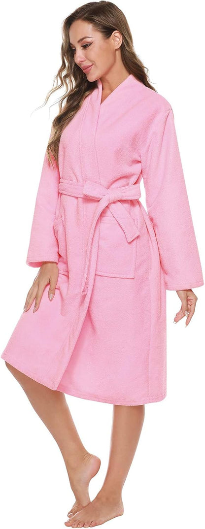 Kniffi Kimono Bathrobe for Women Terry Cloth Robes knee length towel Bathrobe