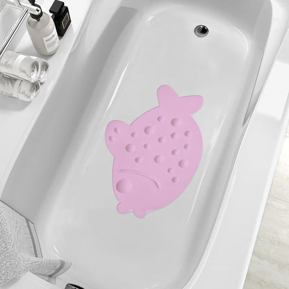 Non-Slip Bathtub Mat ZHICHENG Soft Rubber Bathroom Bathmat with Strong Suction Cups (Pink)