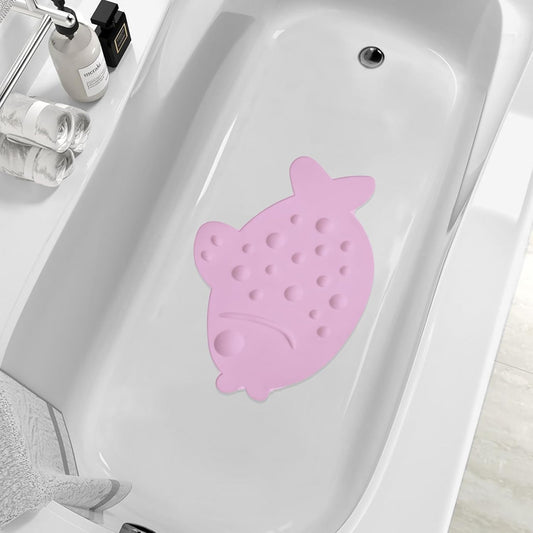 Non-Slip Bathtub Mat ZHICHENG Soft Rubber Bathroom Bathmat with Strong Suction Cups (Pink)