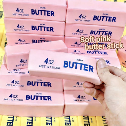 2 PCS Butter Squishy, Slow Rising Squishy Butter Stick New Giant Realistic Bread Slow Rising Stress Soft Sticky Squishies for Relaxation & Focus, Desk Gift(Yellow + Pink)