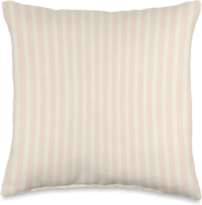 Pastel Soft Peach Alabaster White Striped Pattern Aesthetic Throw Pillow