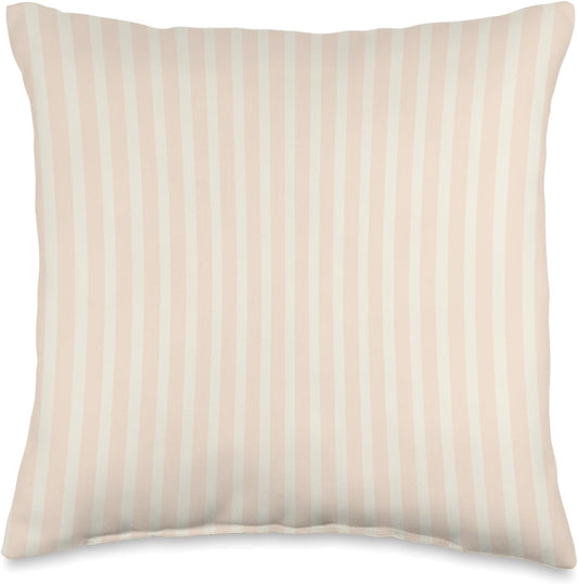 Pastel Soft Peach Alabaster White Striped Pattern Aesthetic Throw Pillow