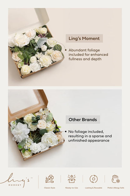 Ling's moment Fake Flowers Box, Faux Artificial Greenery Stems Foam Roses Gardenia Silk Ranunculus Peony Fabic Flower for Centerpieces Bouquet Wedding Vase, Dusty Rose & Pale Peach, Grand Combo