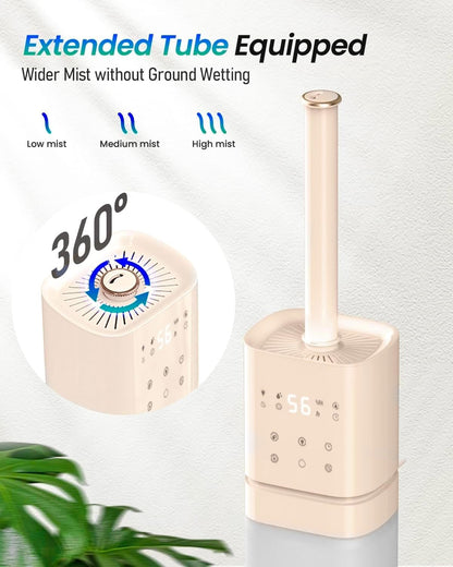 Humidifiers for Bedroom 2.1Gal/8L, Smart Humidifier for Large Room, Cool Mist Humidifiers for Home Kids Baby Plants, Top Fill Humidifier with Extension Tube, WIFI APP & Voice Control, Pink