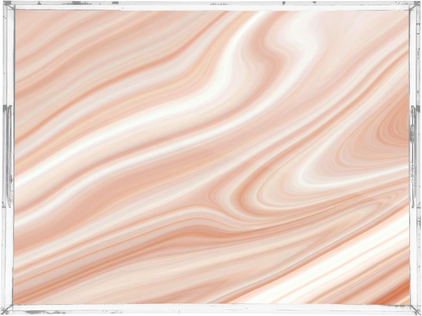 Pink Tones Marble Serving Tray, Clear Acrylic Decorative Tray - Sturdy Huge Capacity Serving Platters for Kitchen Countertop, Vanity Table 12"x16"