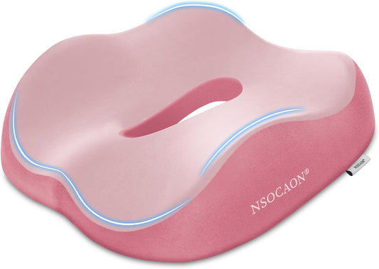 Ergonomic Memory Foam Seat Cushion - Suitable for Office Chairs, car Seats, and wheelchairs. Relieves Tailbone and Hip Pain. Durable and Comfortable.-Double Pink-M Runs Small