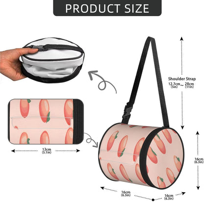 Oxford Cylinder Tissue Holder, Round Tissue Container Pink Peach Pattern - 6.3''X6.3'' Portable Toilet Paper Roll Cover Tissue Box for Home Car Camping Office Travel