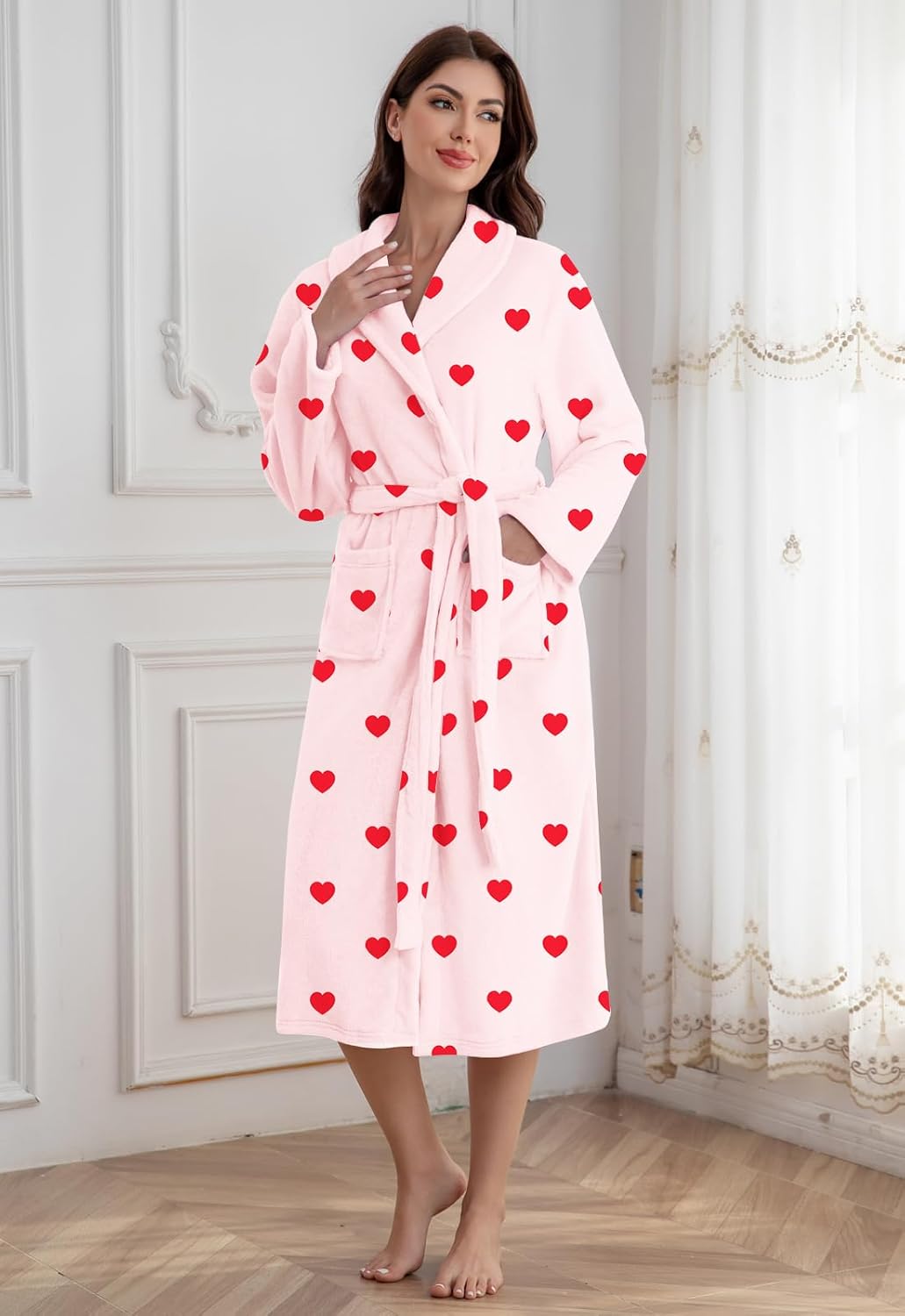 Umeyda Girls Robe, Shawl Collar Fuzzy Fleece Bathrobes with Belt and Pockets for Kids Boys, 2-15 Years