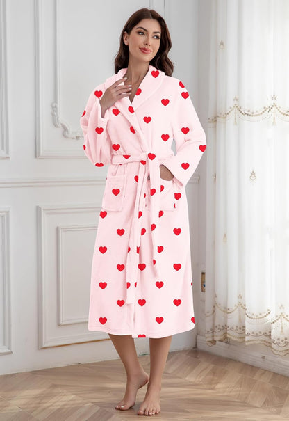 Umeyda Girls Robe, Shawl Collar Fuzzy Fleece Bathrobes with Belt and Pockets for Kids Boys, 2-15 Years