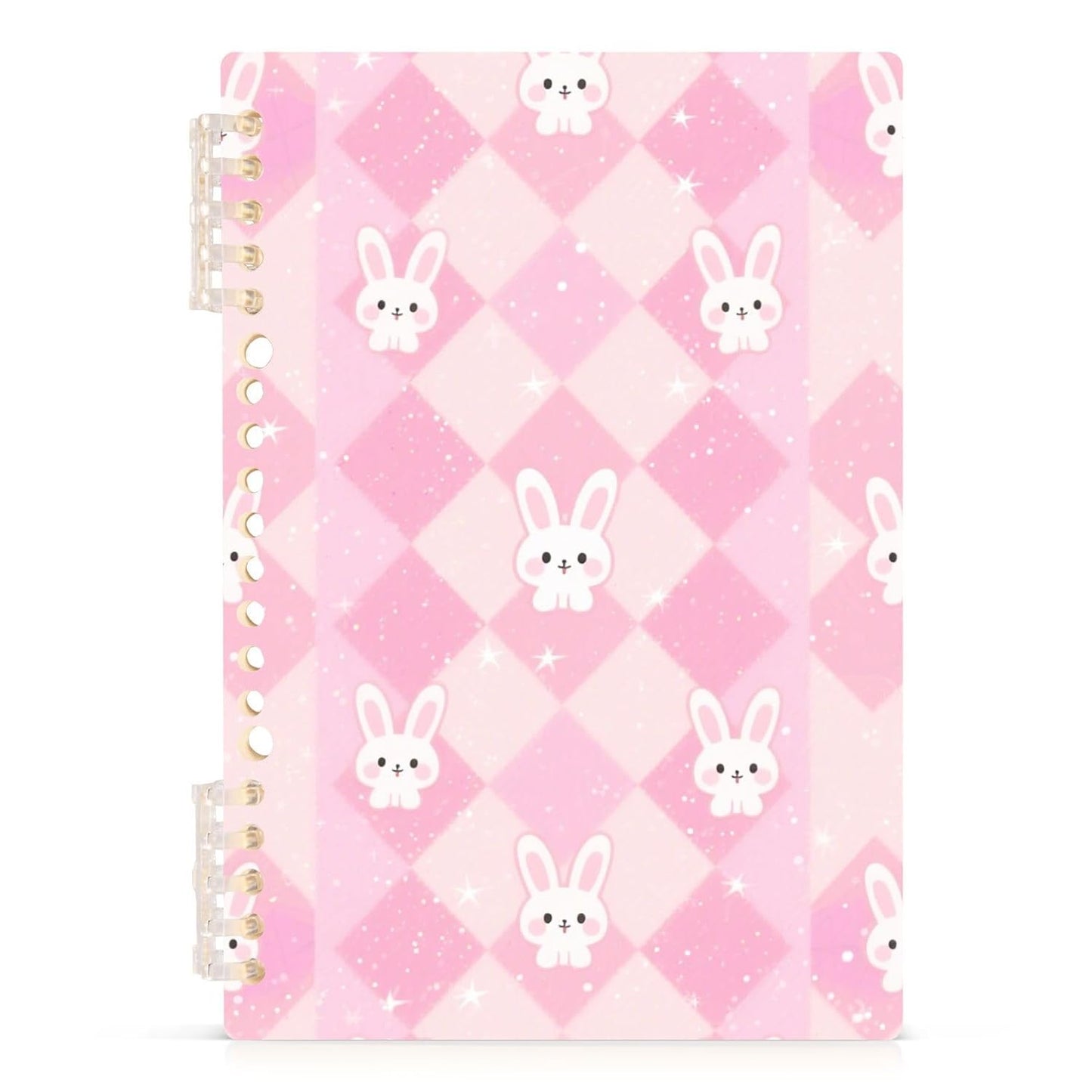 EtherSpher A5 size Pastel Rabbit Peach notebook journal 8.3" x 5.7", hard cover single subject spiral notebook 60 sheets for diary&to do list 2 pack