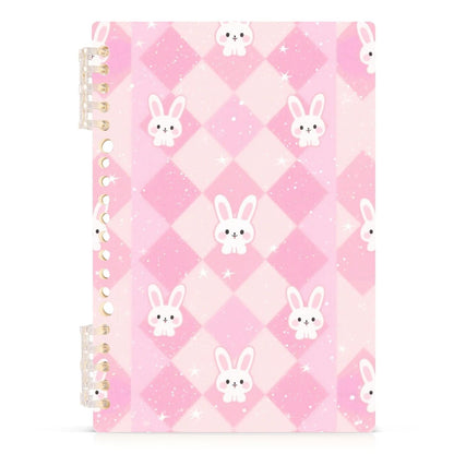 EtherSpher A5 size Pastel Rabbit Peach notebook journal 8.3" x 5.7", hard cover single subject spiral notebook 60 sheets for diary&to do list 2 pack