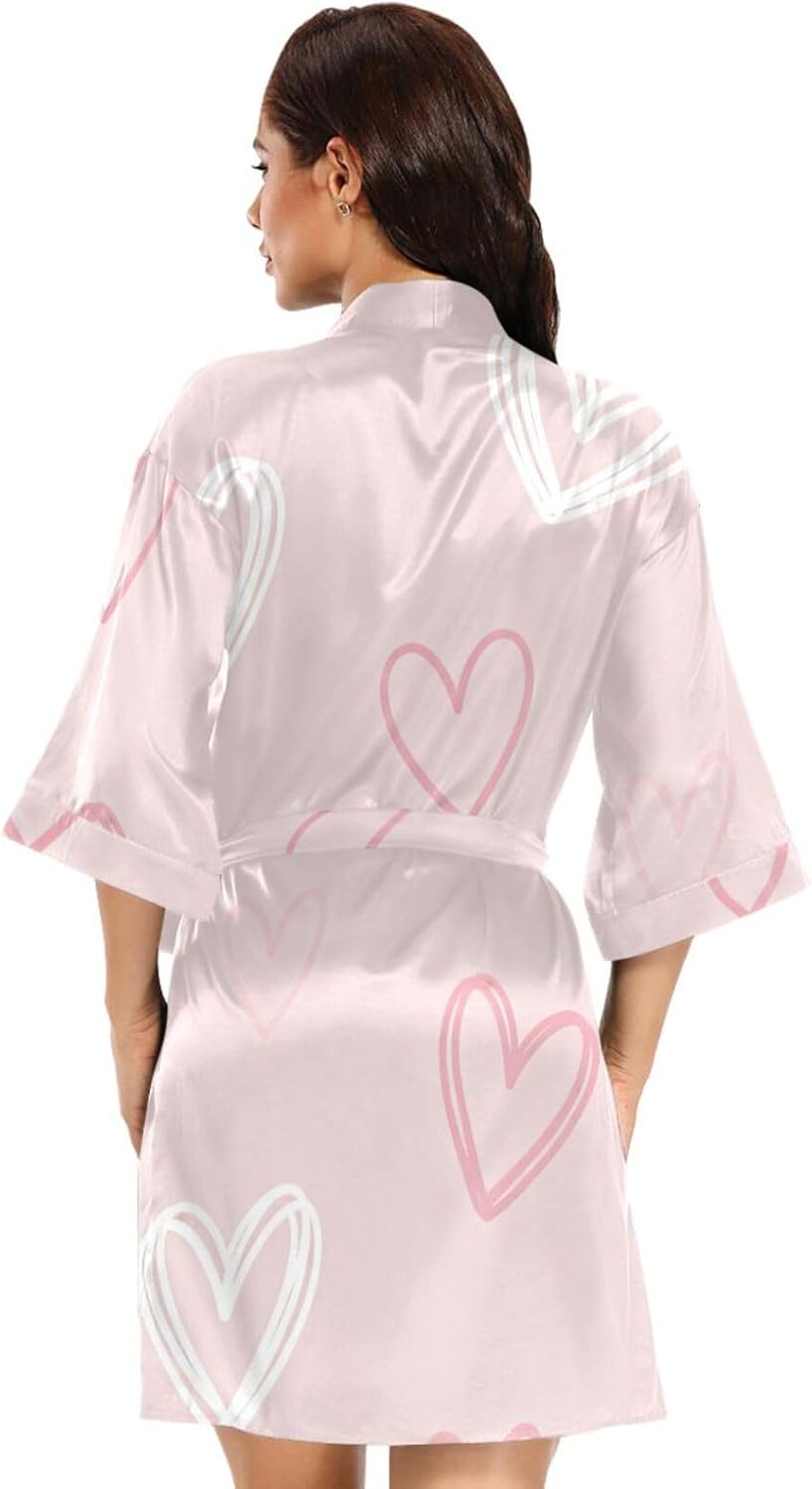 Valentine's Pink Heart Womans Bathrobes Classic Night Shirt Woman for Hospital