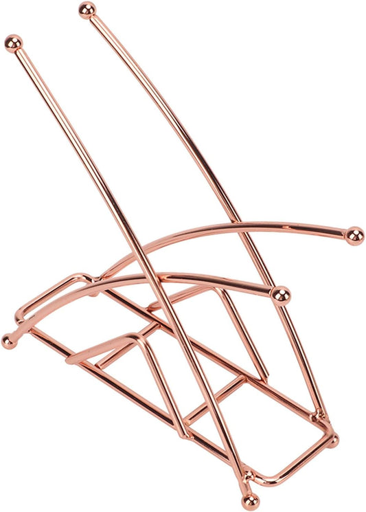 Napkin Holder, Wrought Iron, 6.3 x 6.6 Inch Kitchen Decor - Elegant X - Shaped Design, Durable Thickened Metal, Ideal for Dining Table Use (Rose Gold)