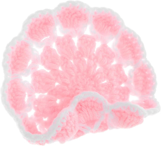 Ipetboom Knitted Flower Drink Coaster Light Pink Crochet Cup Mat Heat Resistant Table Cup Pad for Office and Home Décor
