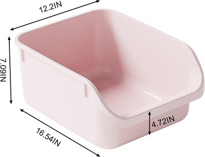 Rabbit Litter Box with Low Entry, High Back Splash Guard for Guinea Pigs, Hamsters, Hedgehogs, Chinchillas & Small Animals, Easy Clean Potty Training Pan for Cage (Pink)