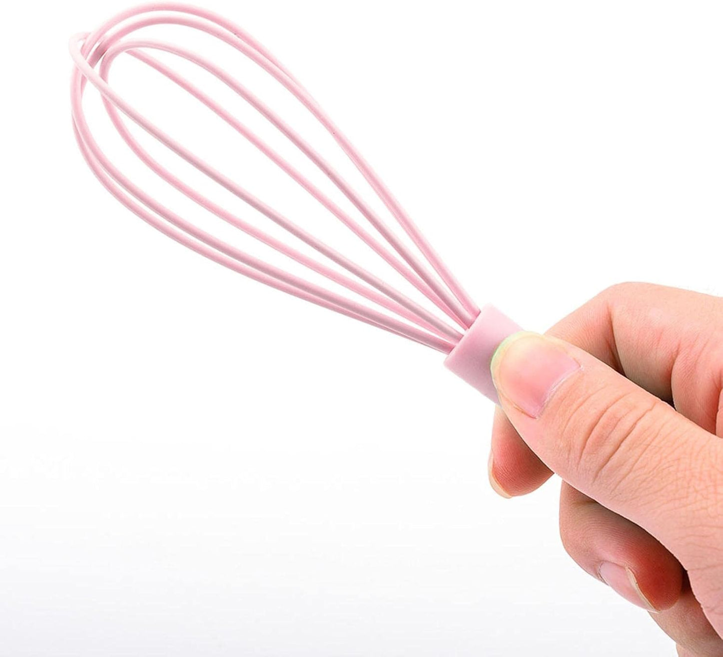 Egg Beater Utensil Kitchen Stainless Steel Wire Non Stick with Soft Handle Mixer Silicone Whisk for Beating Sauce Baking (Pink)