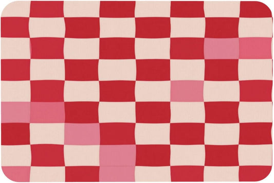Bath Mat Pink Beige Plaid Checkerboard Pattern Absorbent Non Slip Doormat 15.7x23.6 in Washable Diatomaceous Shower Mat Floor Mats for Bathroom Kitchen Entryway
