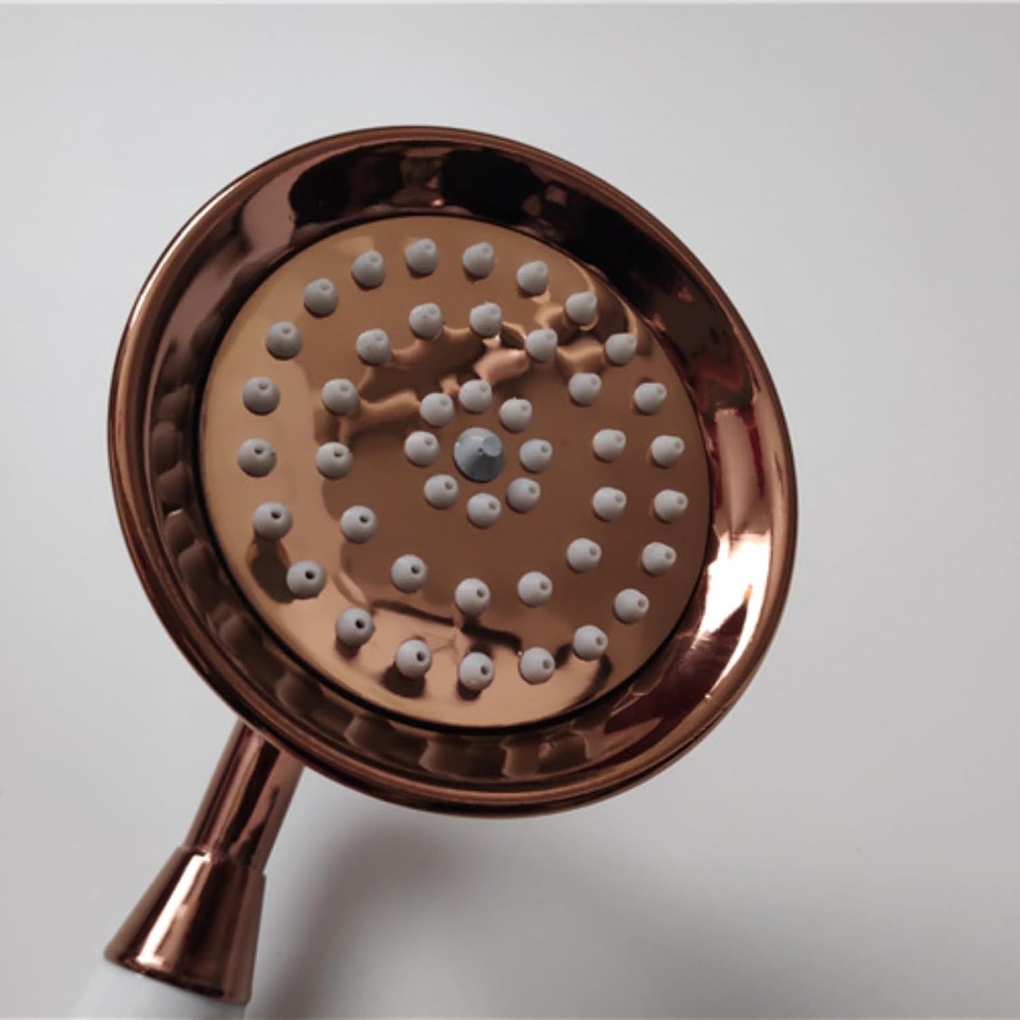 Handheld Shower Head Bell Shape White Ceramic Handle Stainless Steel (Rose Gold)