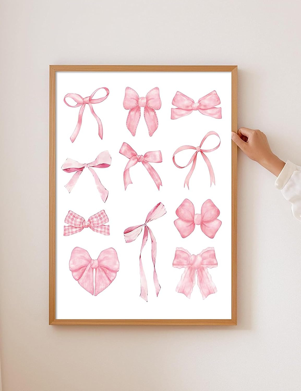 Trendy Pink Wall Art Set of 4, Coquette Preppy Wall Decor, Pink Bows Cherry Room Decor Aesthetic Cute Girly Lucky 8 Ball Canvas Posters Prints for College Apartment Dorm Bedroom 8x10 Inch Unframed