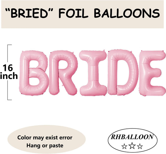 Bride Balloons - Wedding & Bachelorette Party Decorations - Pink Macaron Bride Balloons - Bridal Shower Sets-5 PCS